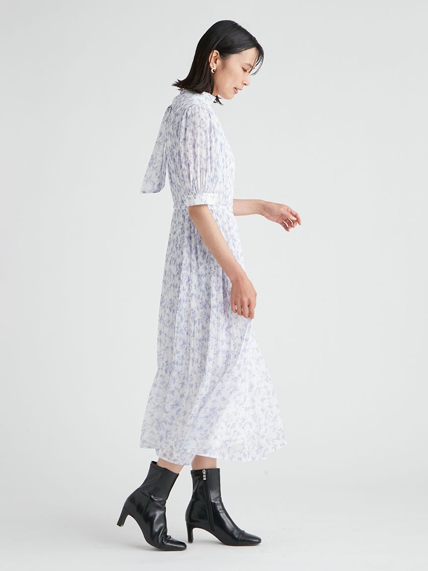 ベルト付シフォンプリーツワンピース(デイリーワンピース)｜DRESS