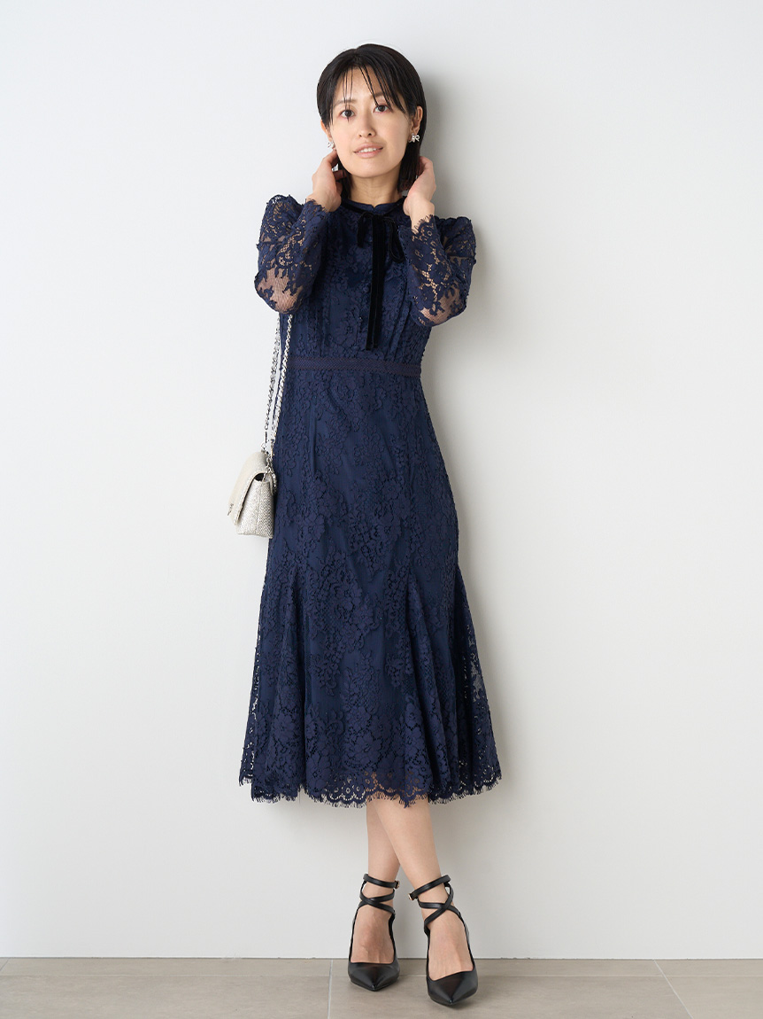 ボウタイレースワンピース(フォーマルワンピース)｜DRESS（ドレス