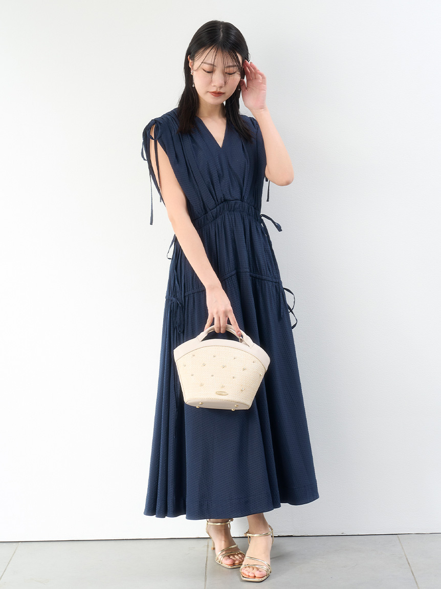 CELFORD カシュクールリボンノースリーブワンピース　サイズ36 カシュクールリボンノースリーブワンピース(デイリーワンピース