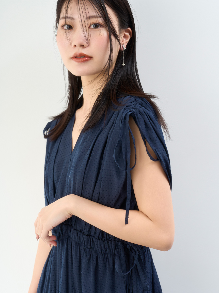 カシュクールリボンノースリーブワンピース(デイリーワンピース カシュクールリボンノースリーブワンピース(デイリーワンピース
