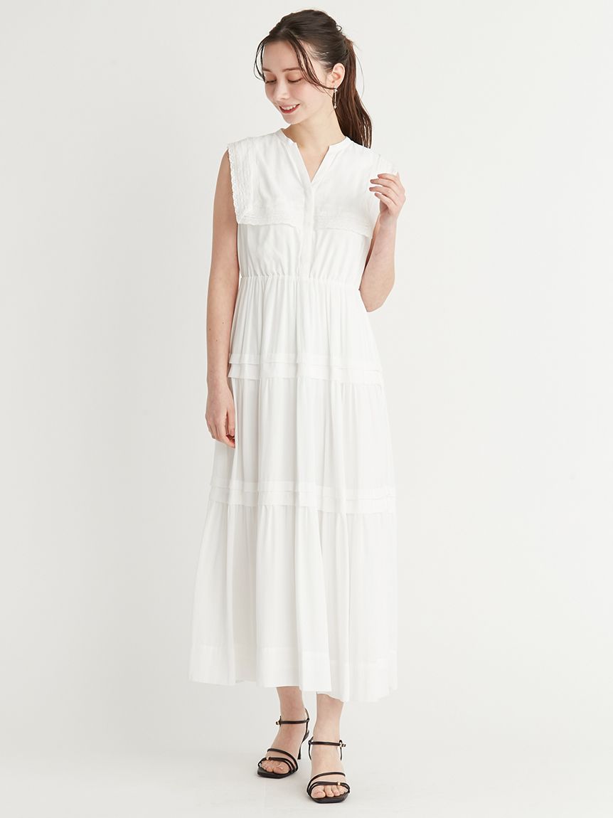 レーススクエアカラーワンピース(デイリーワンピース)｜DRESS