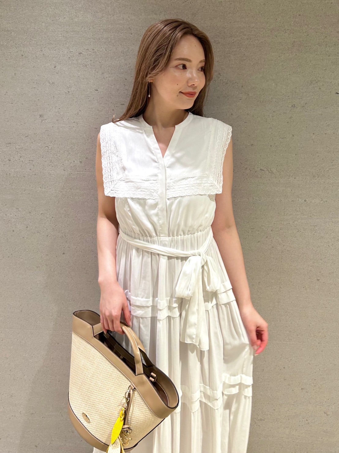 レーススクエアカラーワンピース(デイリーワンピース)｜DRESS