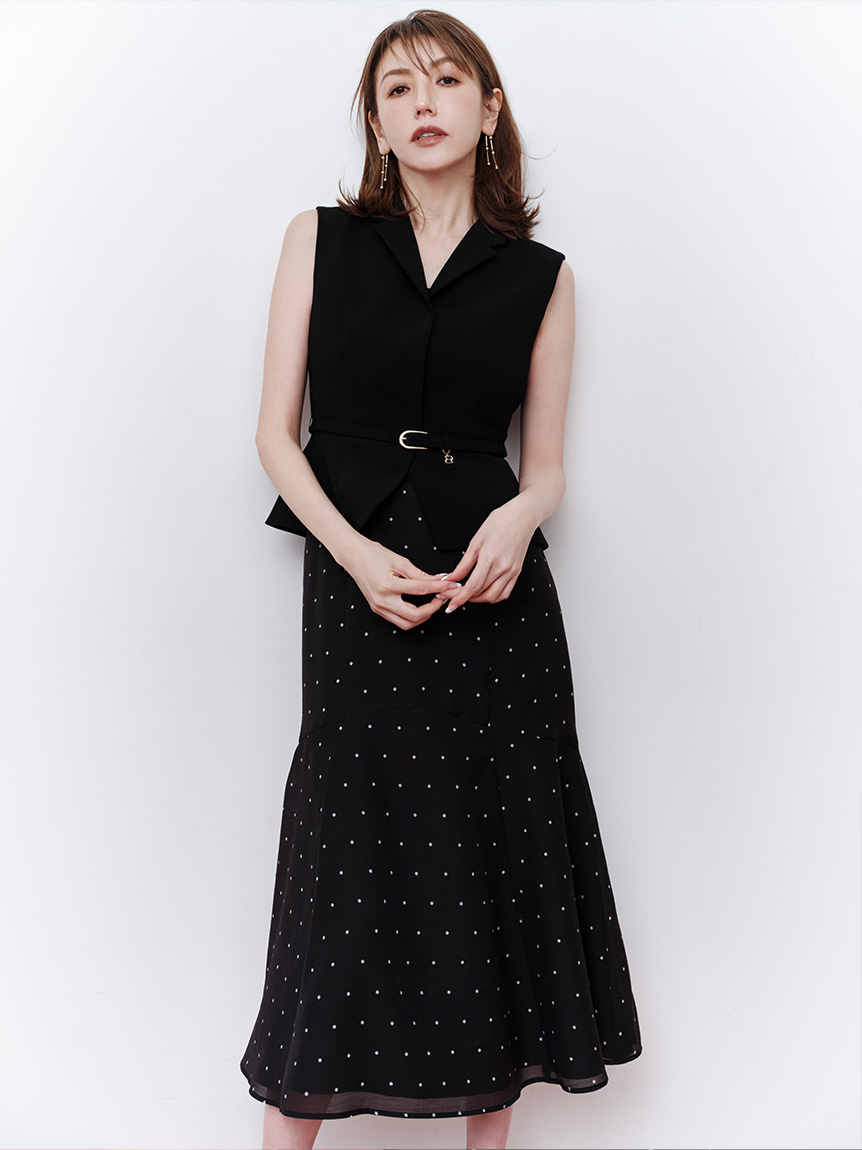 CELFORD ショルダーリボンワンピース　完売品　38 人気カラーネイビー ショルダーリボンワンピース(デイリーワンピース)｜DRESS