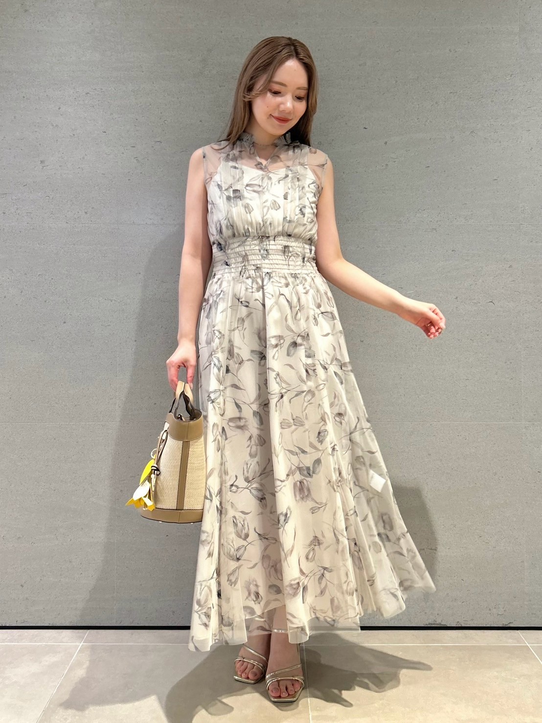 レイヤードフラワープリントワンピース(デイリーワンピース
