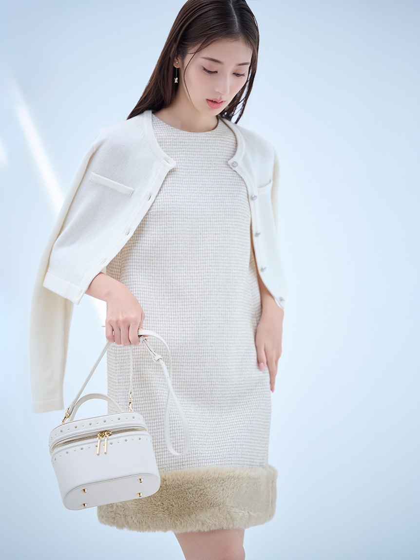 ワンピース Fur pocket mini dress ANDMARY】Fur pocket mini dress