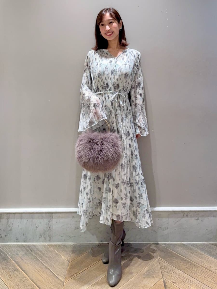 フラワープリントプリーツワンピース(デイリーワンピース)｜DRESS