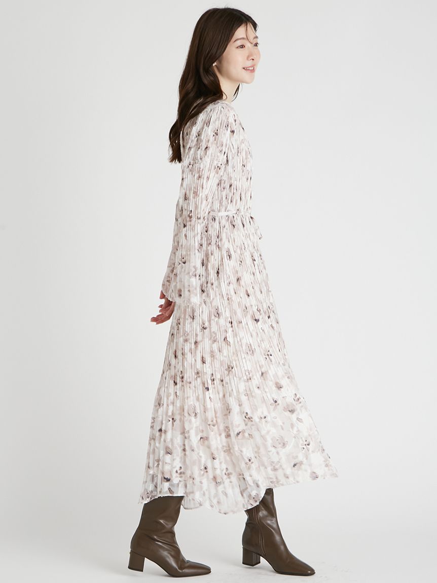 フラワープリントプリーツワンピース(デイリーワンピース)｜DRESS