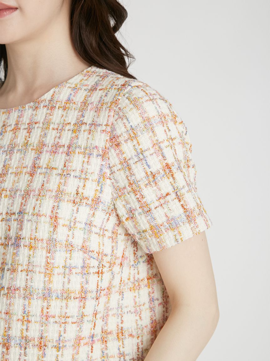 ツィードミニワンピース　セルフォード　36 ハーフスリーブツイードミニワンピース（マキシ丈/ロング