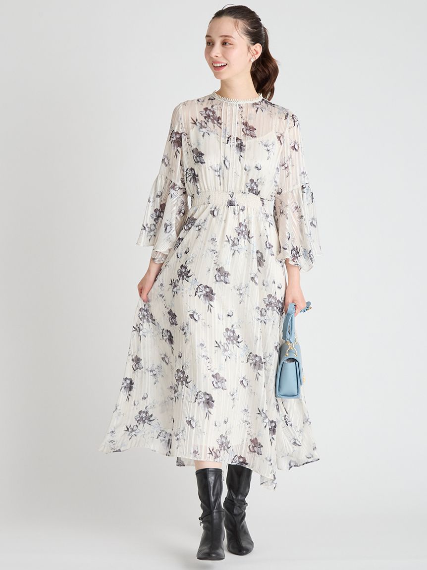フラワープリントフレアワンピース(デイリーワンピース)｜DRESS