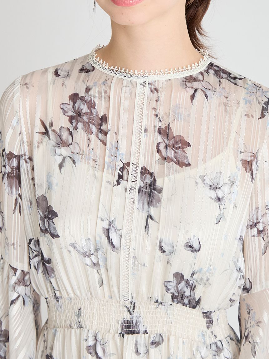 フラワープリントフレアワンピース(デイリーワンピース)｜DRESS