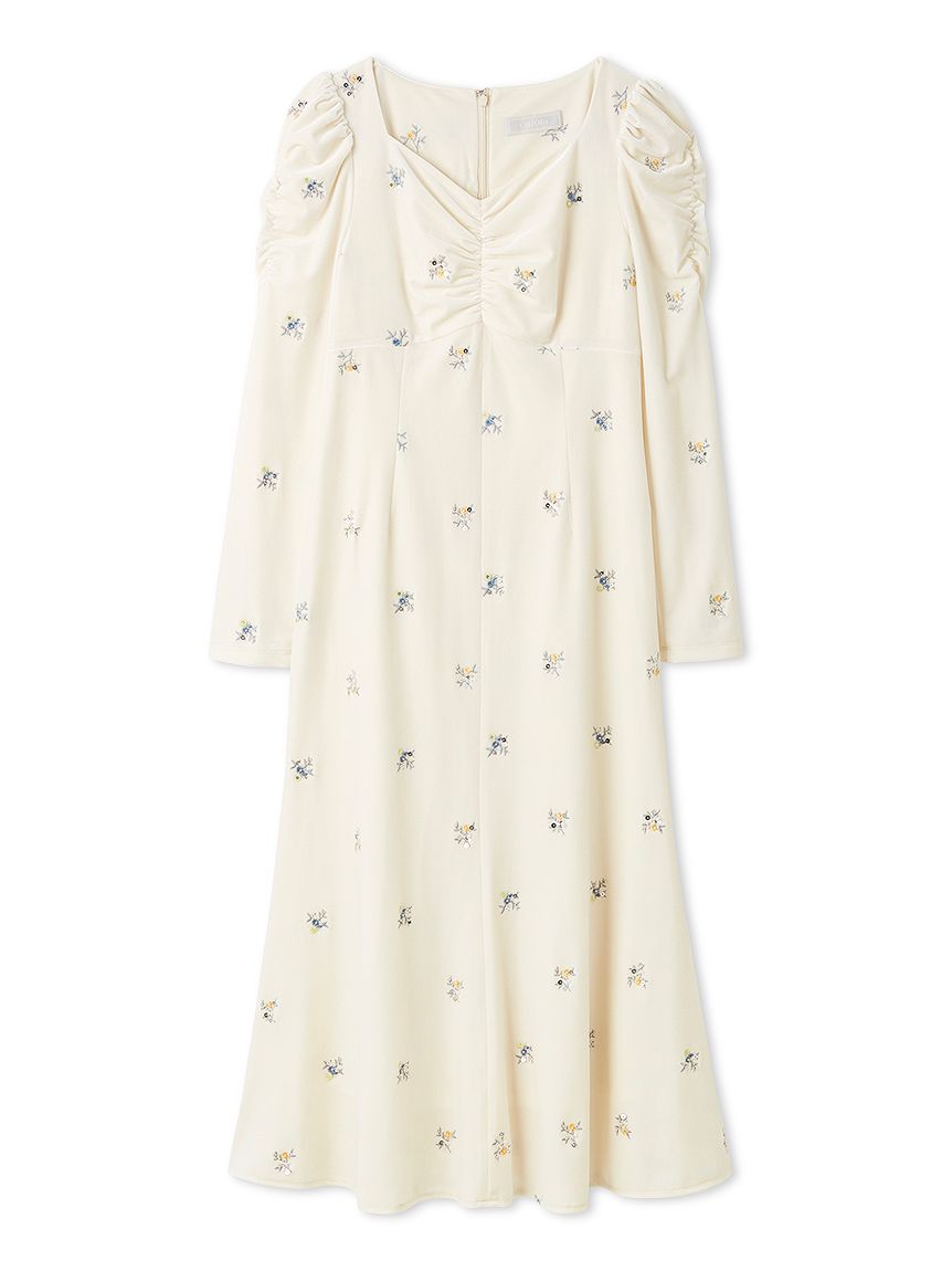 花柄刺繍ベロアワンピース(デイリーワンピース)｜DRESS（ドレス