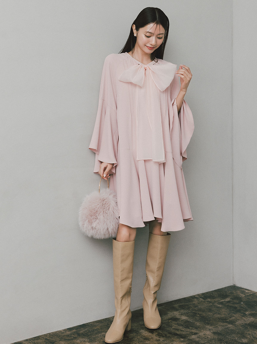 ビッグリボンフレアワンピース(デイリーワンピース)｜DRESS（ドレス