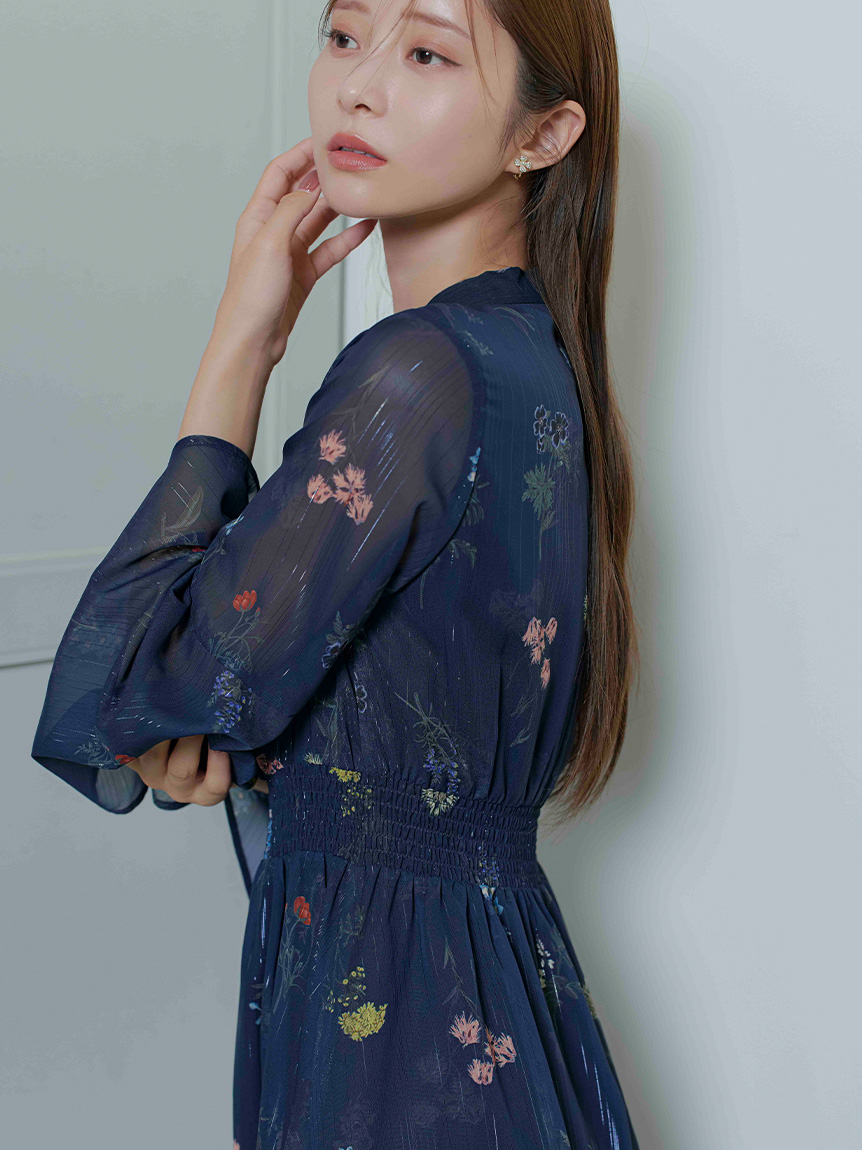 フラワープリントボウタイワンピース(デイリーワンピース)｜DRESS