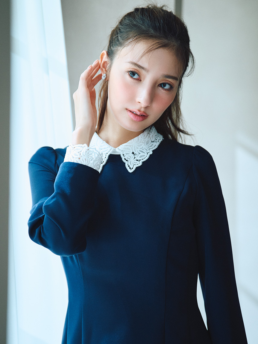 洗える】刺繍レース付きマーメイドワンピース(フォーマルワンピース