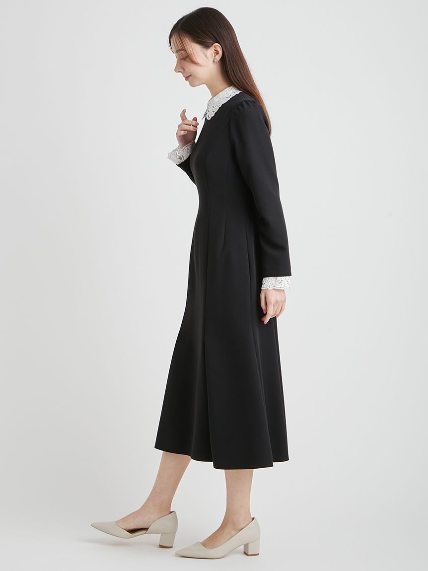 洗える】刺繍レース付きマーメイドワンピース(フォーマルワンピース