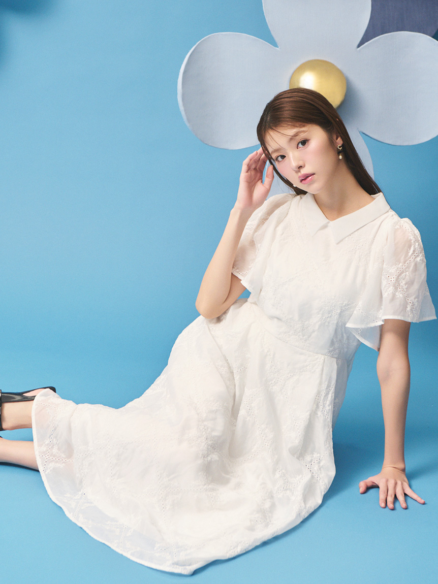 フラワーエンブロイダリーワンピース(デイリーワンピース)｜DRESS
