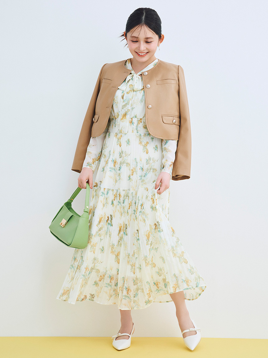 たままる［完売】CLANE フラワープリント ワンピース マーブルフラワープリントワンピース(デイリーワンピース)｜DRESS