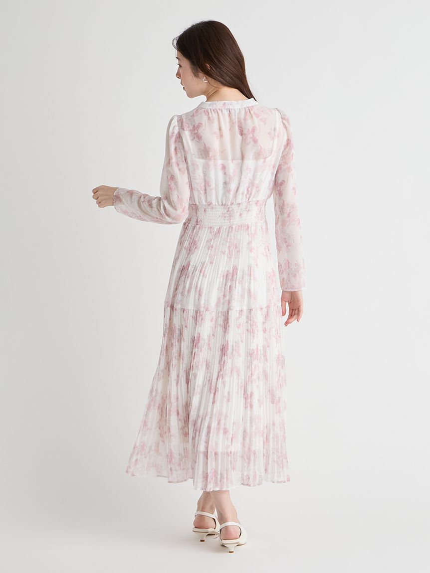 マーブルフラワープリントワンピース(デイリーワンピース)｜DRESS
