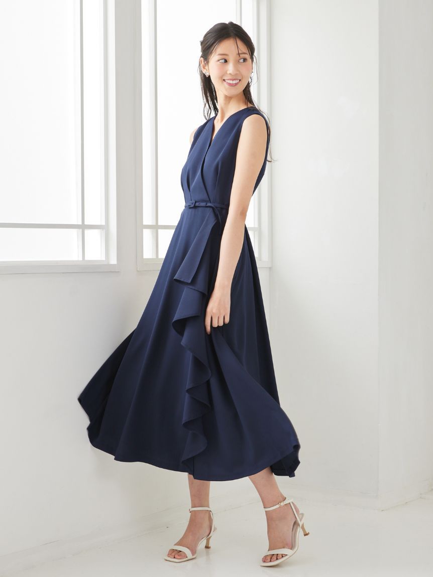 洗える】カシュクールラッフルワンピース(デイリーワンピース)｜DRESS