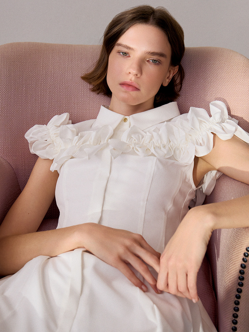 フリルヨークシャツワンピース(デイリーワンピース)｜DRESS（ドレス