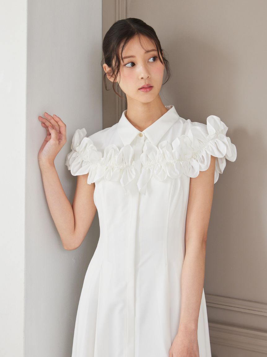 洗える】フリルヨークシャツワンピース(デイリーワンピース)｜DRESS