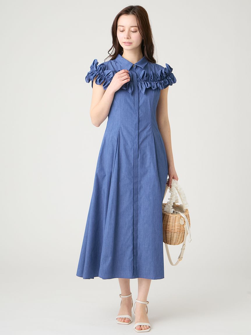 フリルヨークシャツワンピース(デイリーワンピース)｜DRESS（ドレス