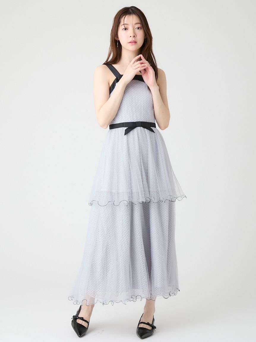 チュールティアードロングドレス(オケージョンドレス)｜DRESS（ドレス