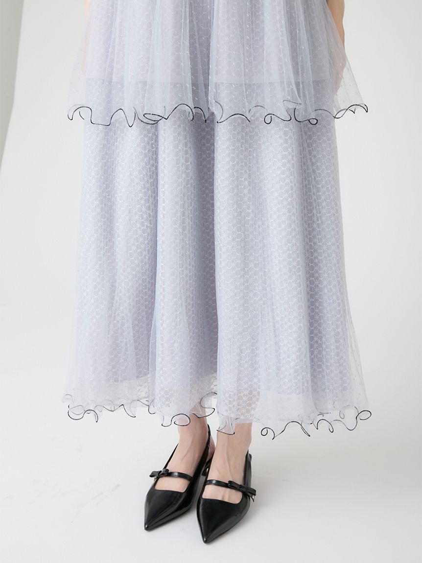 チュールティアードロングドレス(オケージョンドレス)｜DRESS（ドレス