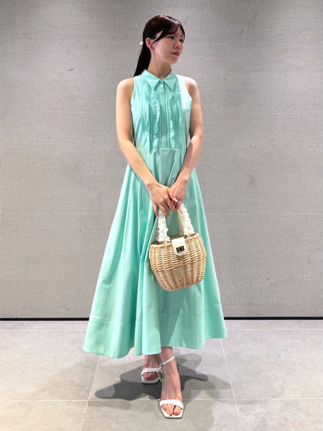 フロントフリルデザインシャツワンピース(デイリーワンピース)｜DRESS