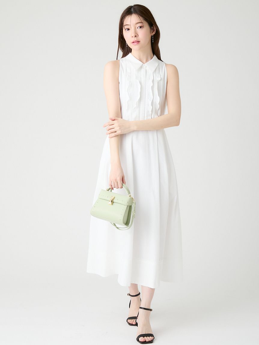 フロントフリルデザインシャツワンピース(デイリーワンピース)｜DRESS