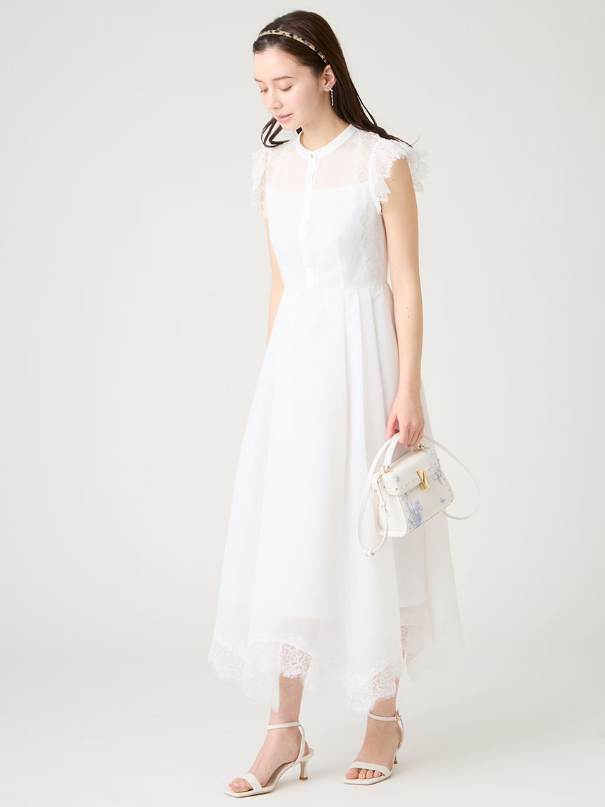 ストライプレーストリムワンピース(デイリーワンピース)｜DRESS