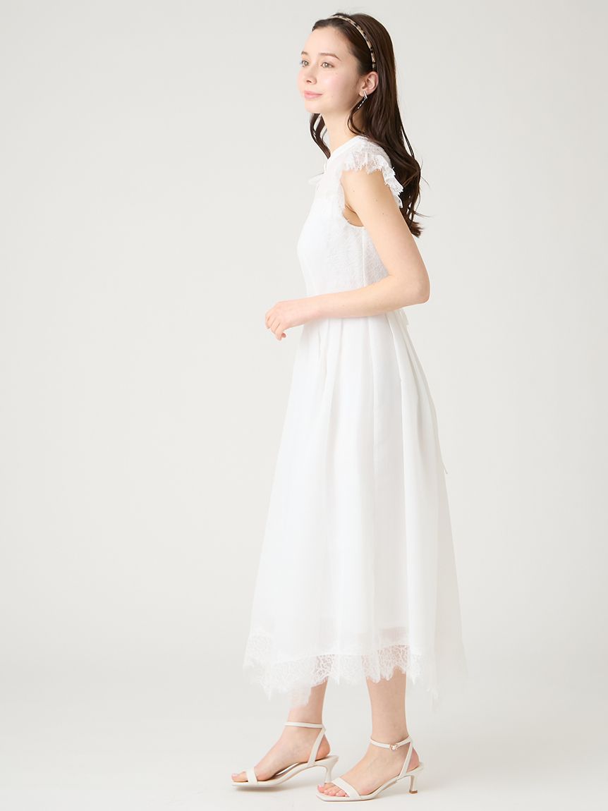 ストライプレーストリムワンピース(デイリーワンピース)｜DRESS