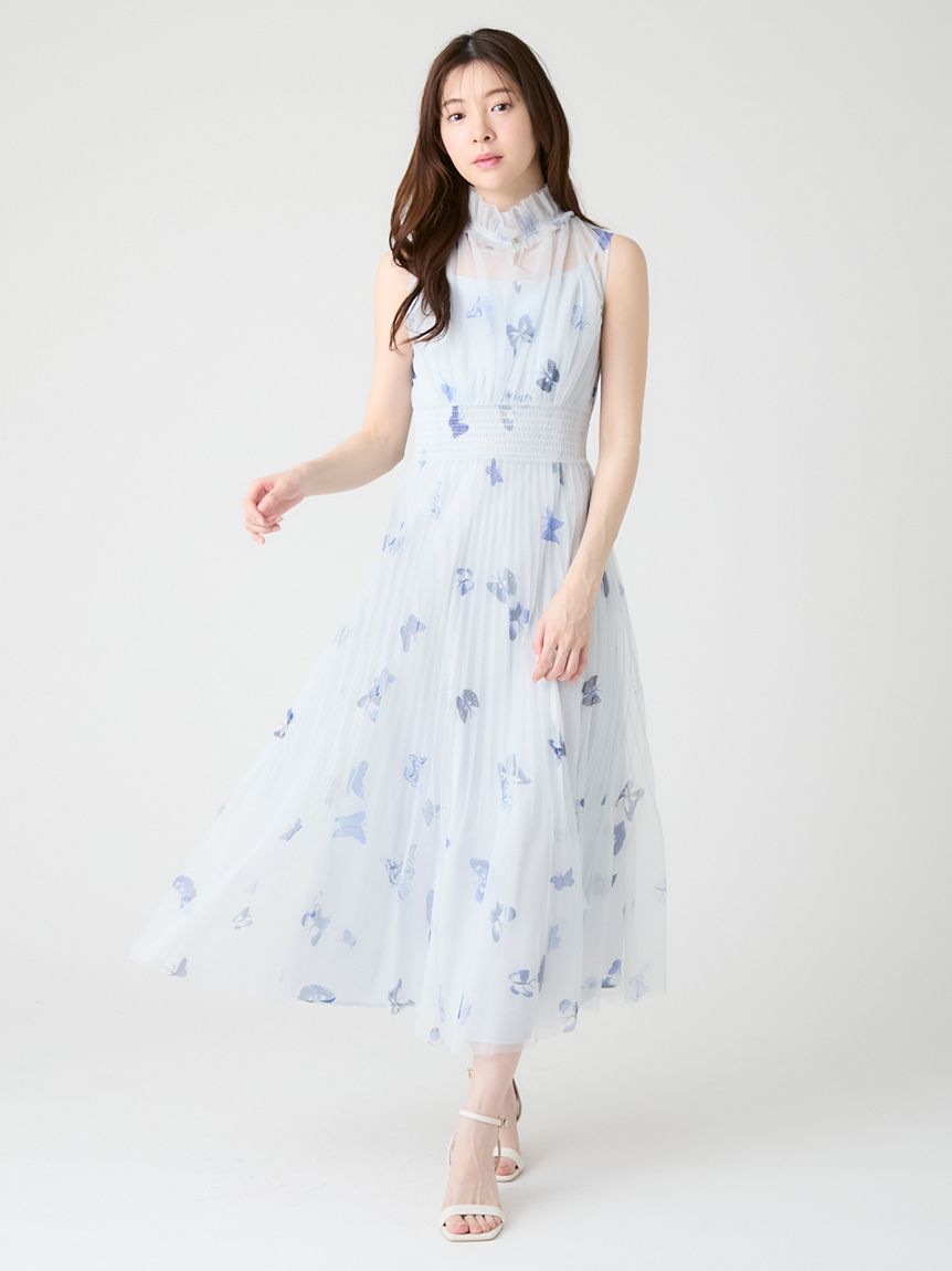 【新品】HANAE MORI×CELFORDコラボ バタフライプリントワンピース 洗える】【HANAE MORI×CELFORDコラボ】バタフライプリントワンピース