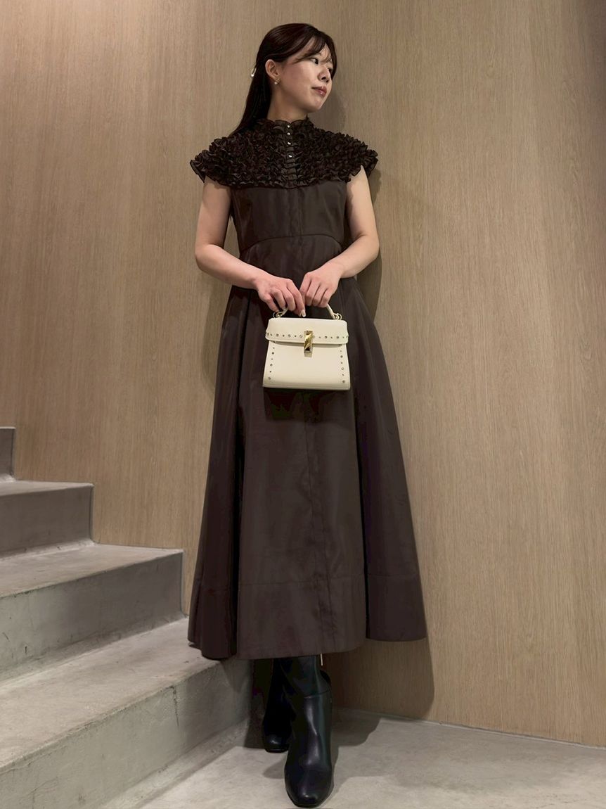 洗える】フロント釦フリルシャツワンピース(ロングワンピース)｜DRESS