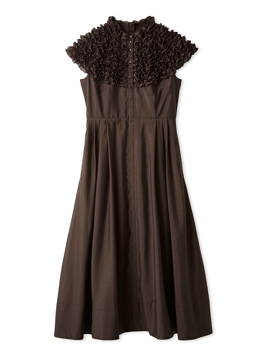 洗える】フロント釦フリルシャツワンピース(ロングワンピース)｜DRESS