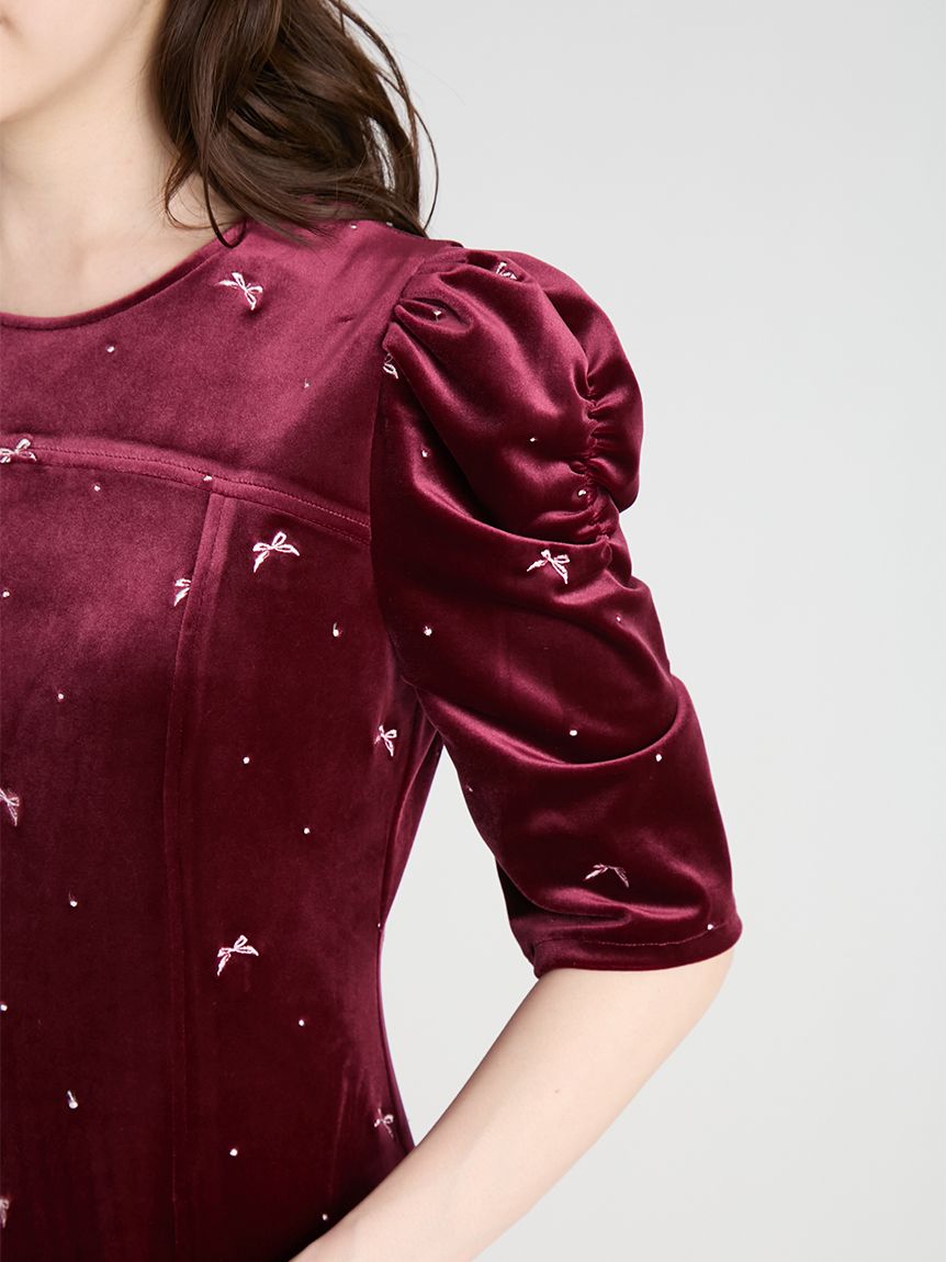 リボンドット刺繍ベロアワンピース(ロングワンピース)｜DRESS｜CELFORD