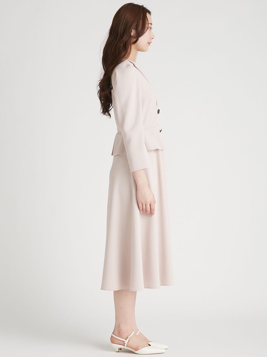 ラペルデザインペプラムフレアワンピース(ロングワンピース)｜DRESS