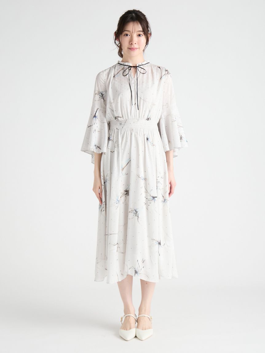 洗える】リリードットプリントワンピース(ロングワンピース)｜DRESS