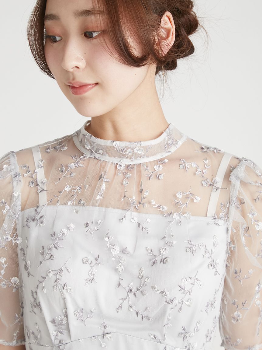 フラワー刺繍チュールマーメイドドレス(オケージョンドレス)｜DRESS