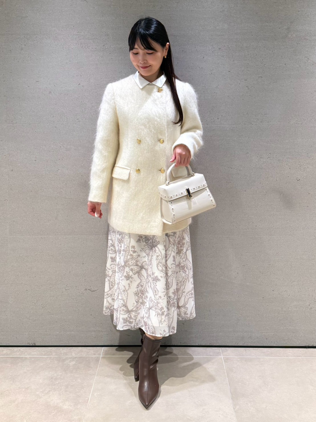 リボンブロッサムプリントワンピース(ロングワンピース)｜DRESS