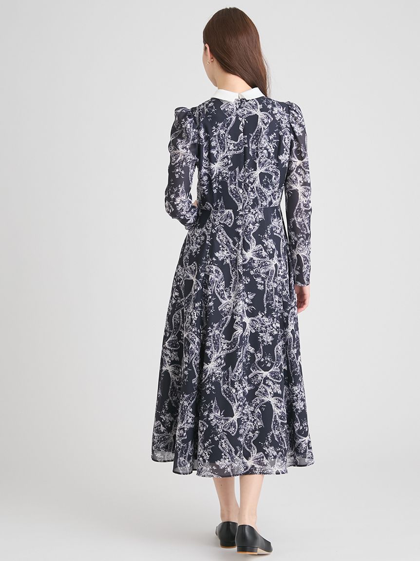 リボンブロッサムプリントワンピース(ロングワンピース)｜DRESS