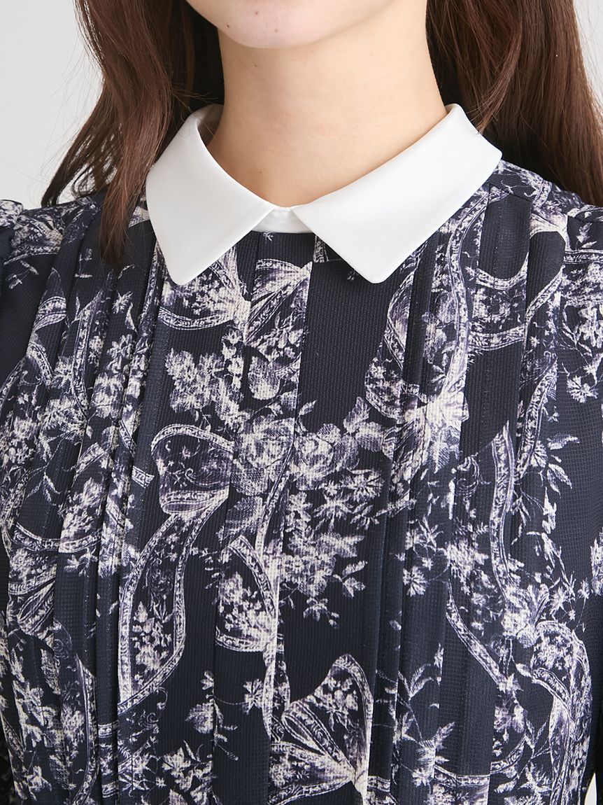 リボンブロッサムプリントワンピース(ロングワンピース)｜DRESS
