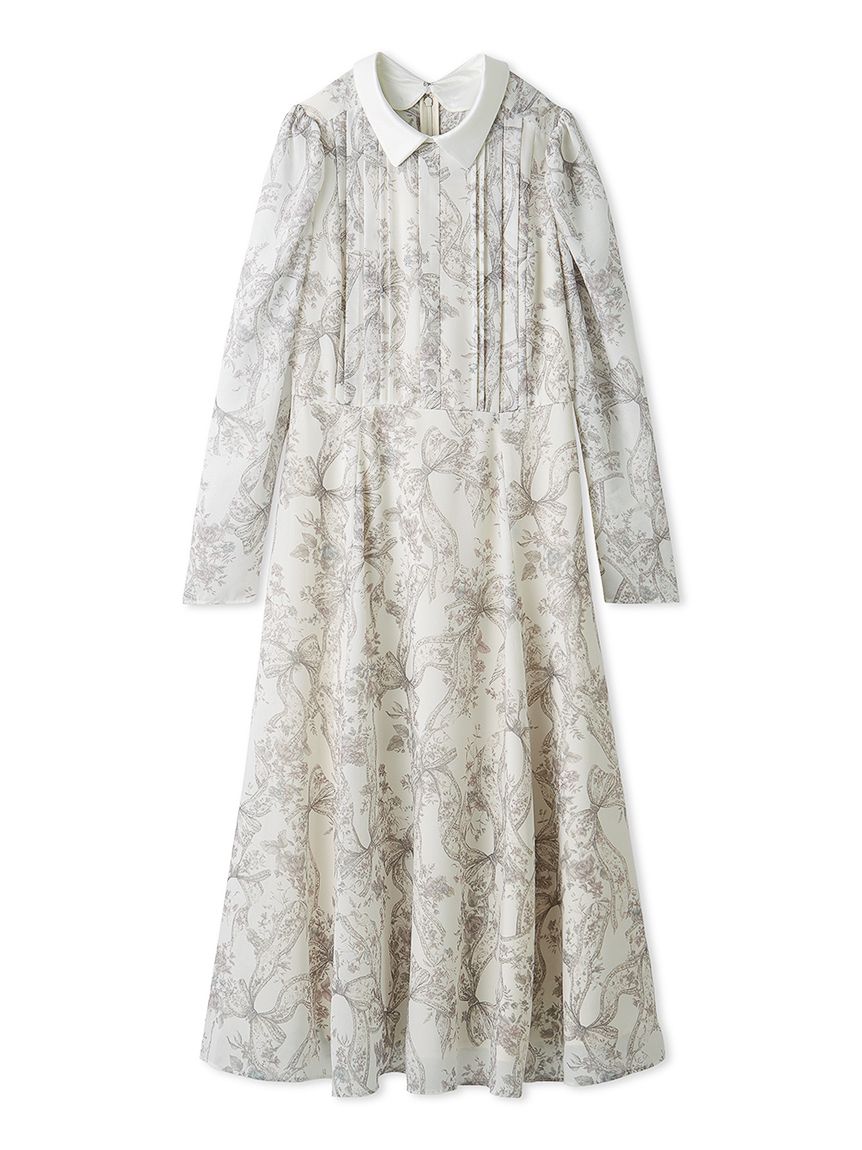 リボンブロッサムプリントワンピース(ロングワンピース)｜DRESS