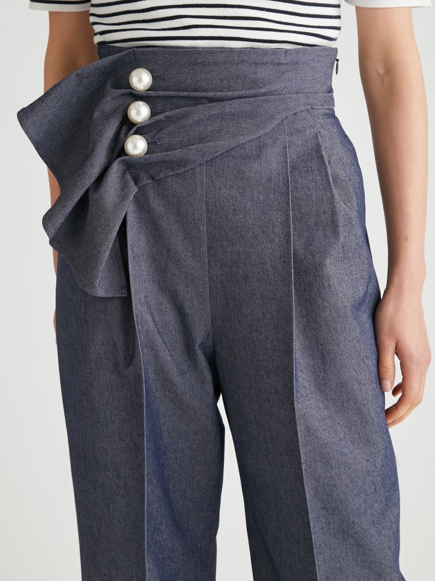 ハイウエストパールベルトパンツ(ロングパンツ)｜PANTS（パンツ 