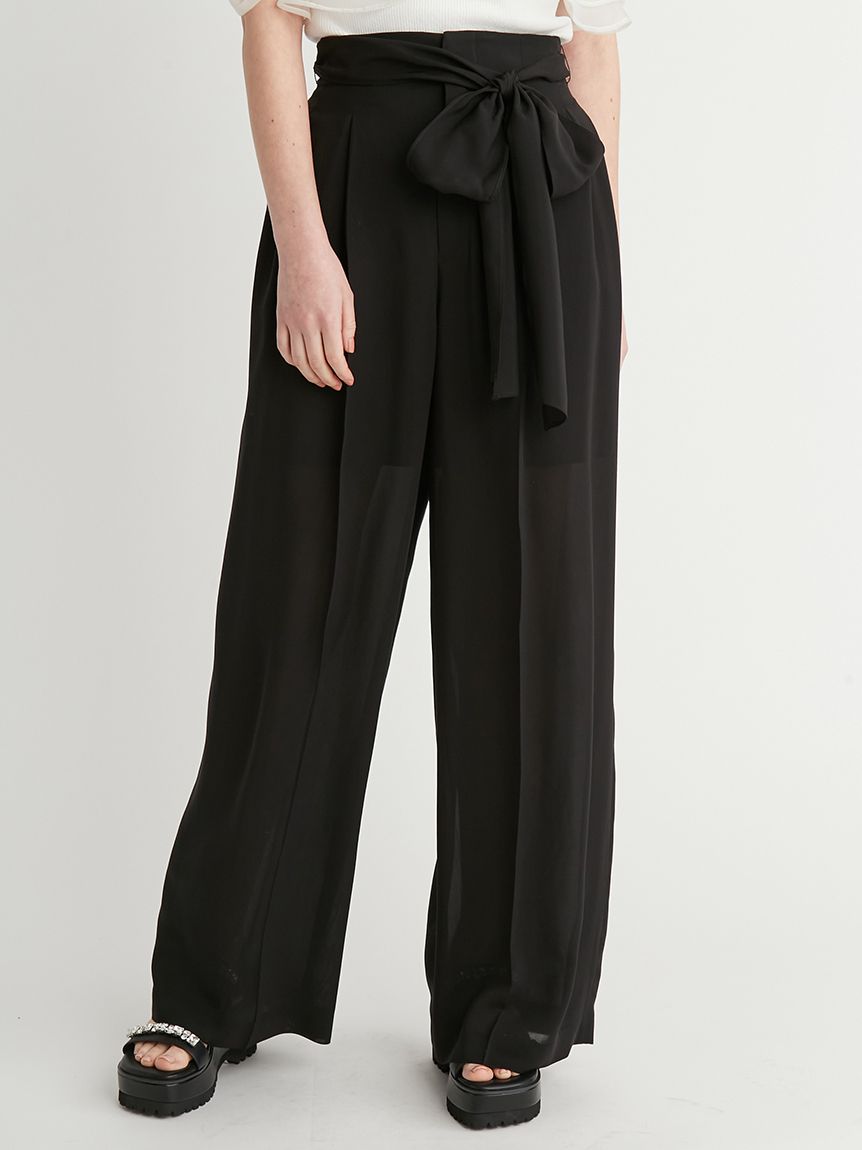 リボン付きシアーワイドパンツ(ロングパンツ)|PANTS(パンツ リボン付きシアーワイドパンツ(ロングパンツ)|PANTS(パンツ