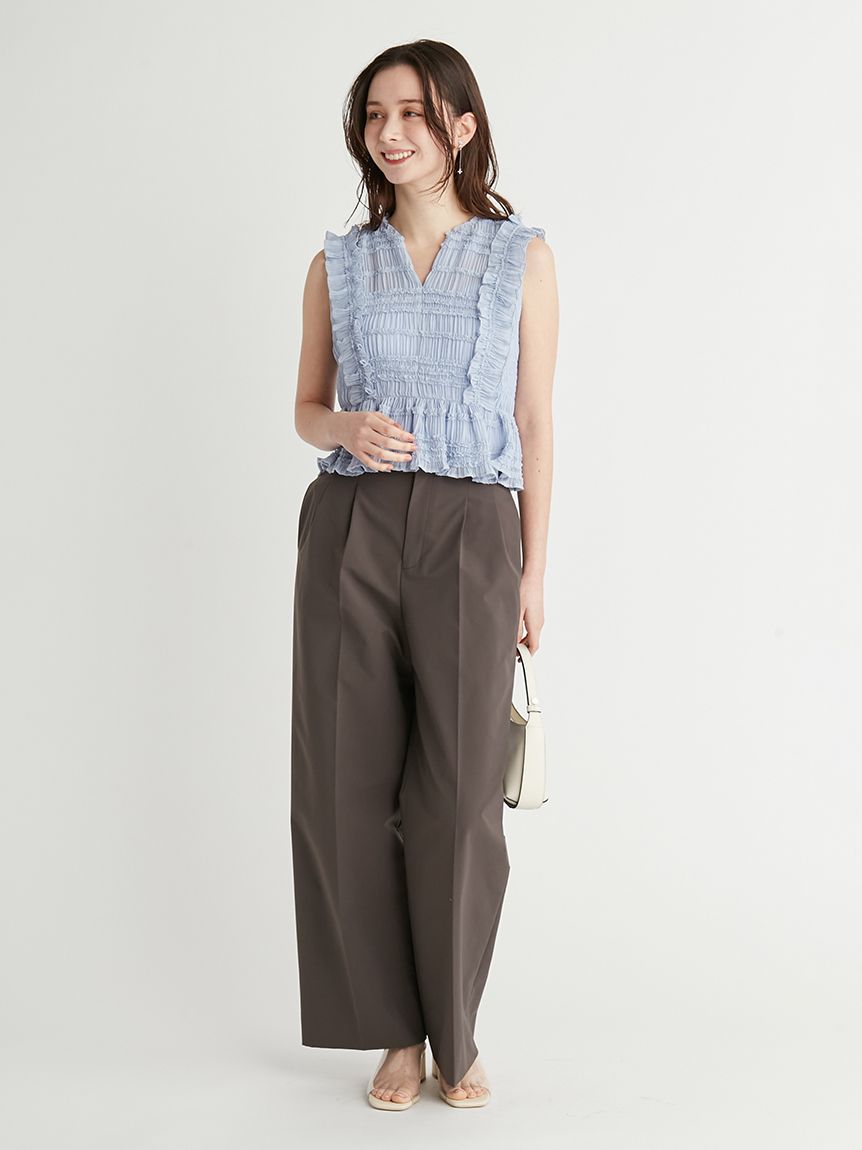 バックベルトワイドパンツ(ロングパンツ)｜PANTS（パンツ