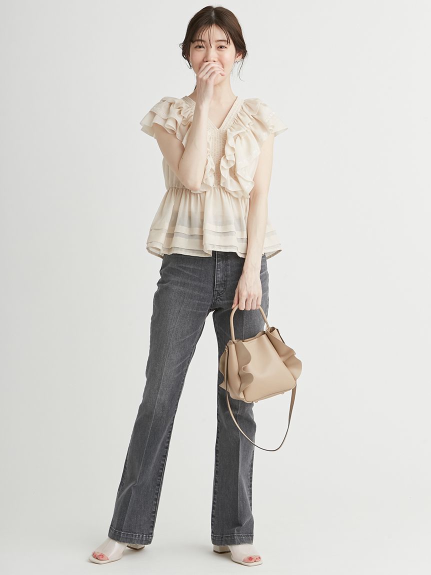 ハイウエストフレアデニムパンツ(ロングパンツ)|PANTS(パンツ ハイウエストフレアデニムパンツ(ロングパンツ)|PANTS(パンツ
