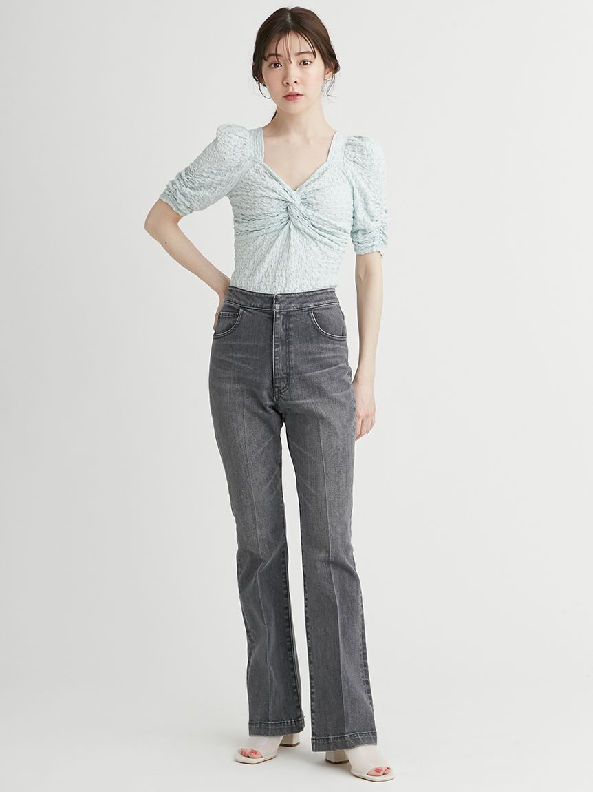 ハイウエストフレアデニムパンツ(ロングパンツ)｜PANTS（パンツ