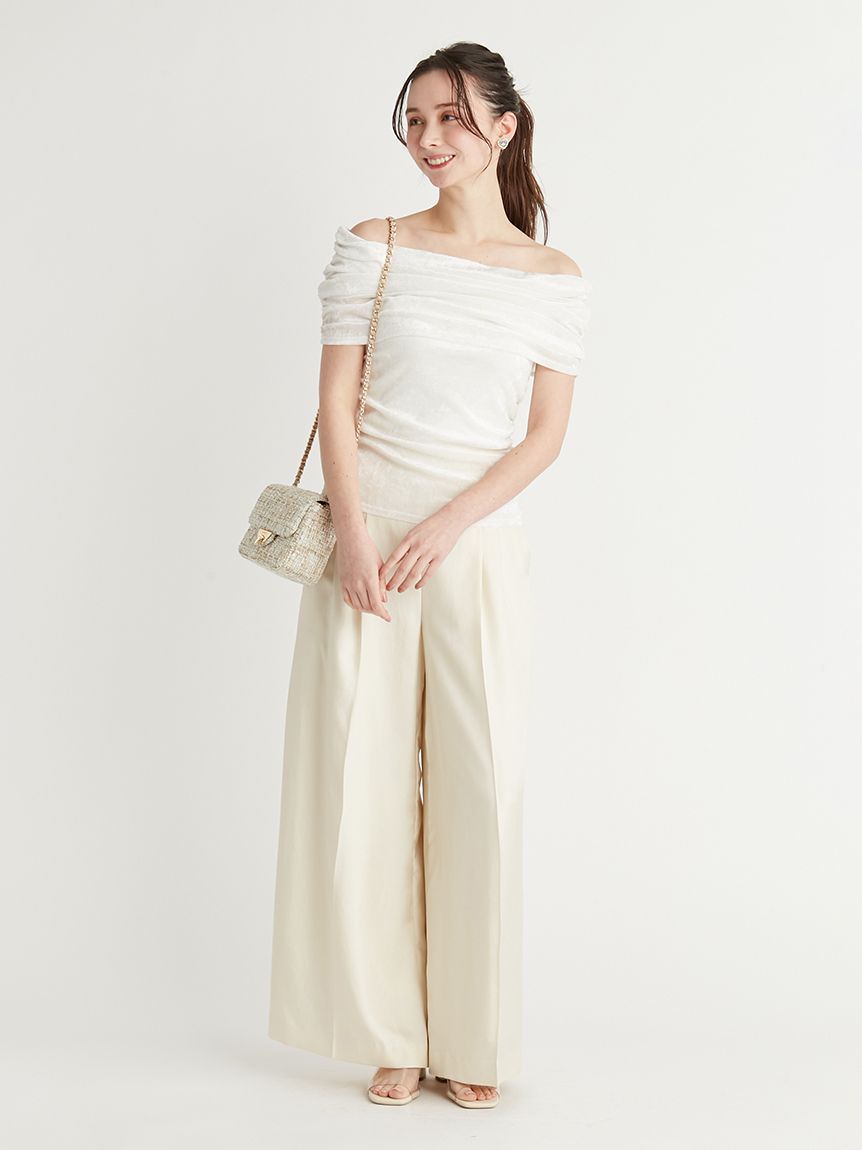 サテンタックワイドパンツ(ロングパンツ)｜PANTS（パンツ