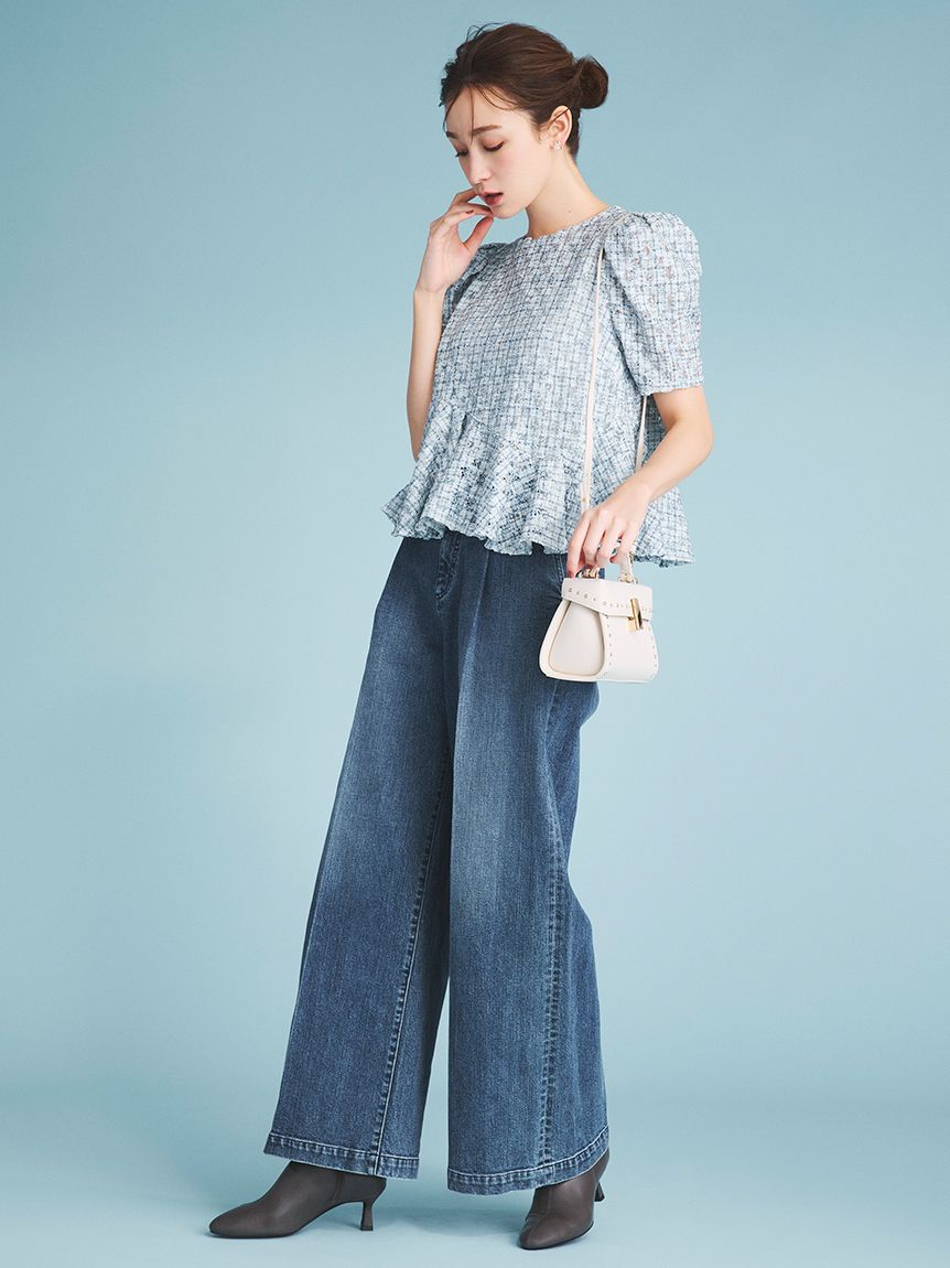 ハイウエストデニムワイドパンツ(ロングパンツ)｜PANTS（パンツ